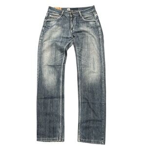 Gesture W34 L33.5” faded distressed straight leg vintage jeans long inseam